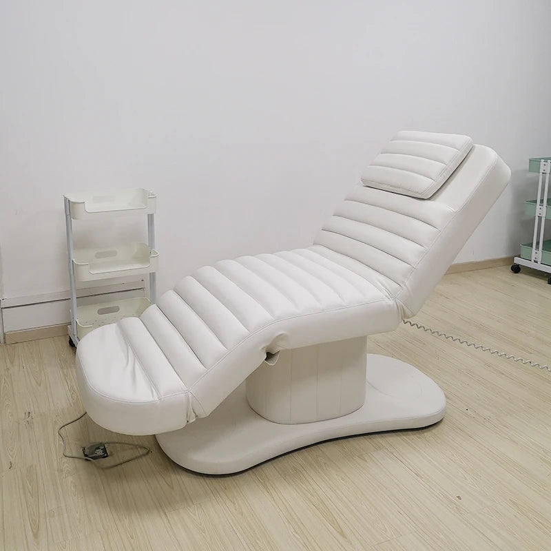 White Hydraulic 3-Motor Electric Facial Massage Bed for Women