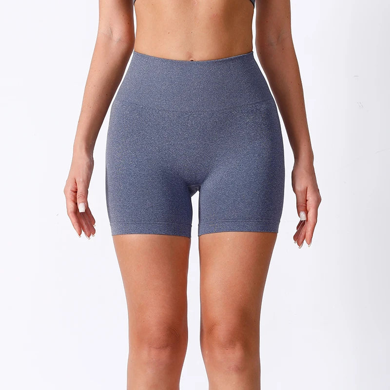 Quick Dry Seamless High Elastic Waist Print Yoga Workout Shorts for Gym Fitness Sport Wear