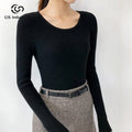 Women's Basic Knit Pullover Sweaters Casual Korean Style Long Sleeve O Neck Pure Color Top for Autumn Season Wholesale