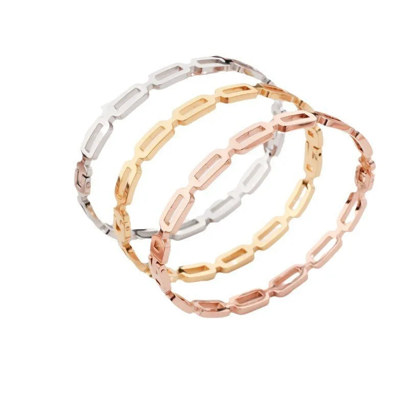 Nabest Stainless Steel Rectangle Chain Bangles Jewelry PVD Plated Waterproof Geometric Bracelet & Bangle