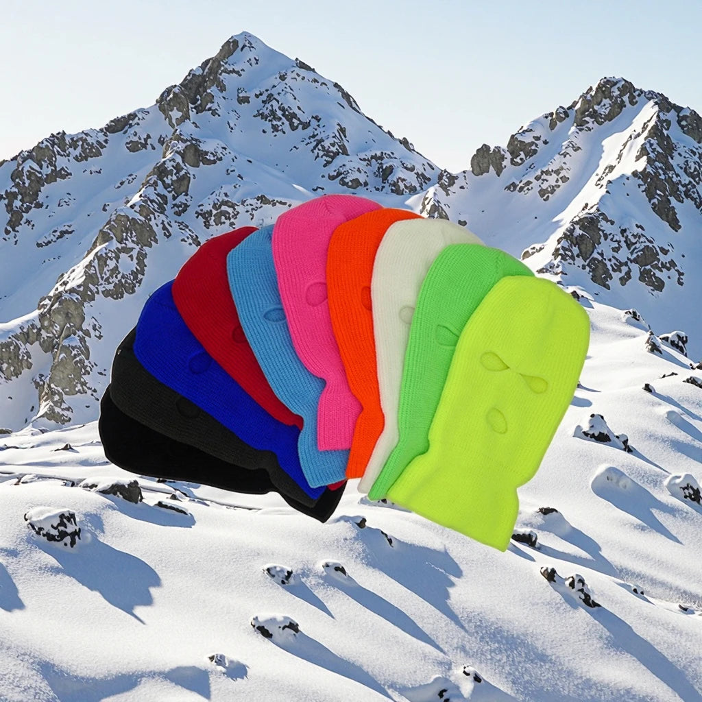 Outdoor Cheap Knitted Balaclava Hat Three 3 Hole Ski Mask Beanie Custom Logo Unisex Adults Breathable Waterproof Sports Daily