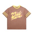 OEM Custom Street Wear Screen Printed Striped Sleeve Inside Out Stitching Tee Sun Faded Washing t Shirt