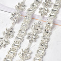 All Clear Glass Crystal Metal Trim Glitter Rhinestone Leaf Flower Chain Charms Applique Sew on Costume Shoes Wedding Accessories