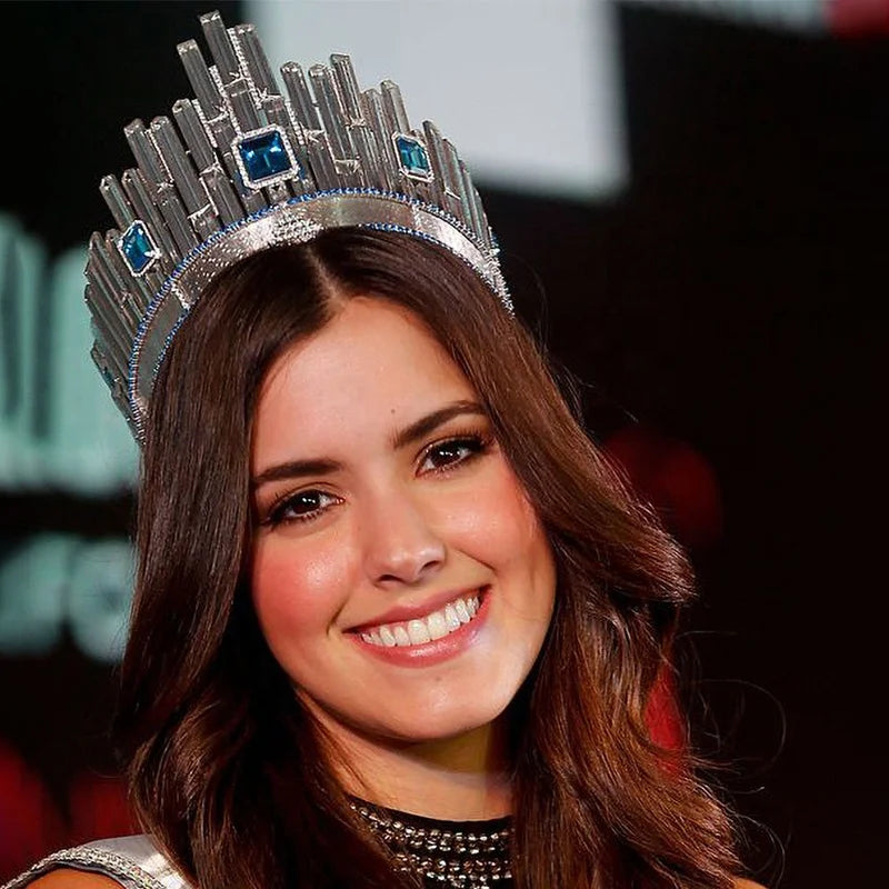 Beauty Queen Miss Universe Pageant Hair Jewelry Large Tiara Clear Crystal Accessories Adjustable Crown for Wedding Cosplay