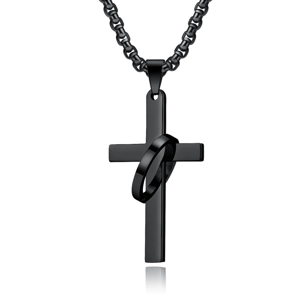 Trendy 18K Gold Plated Stainless Steel Pendant No Tarnish Hip Hop Punk Style No Tarnish Blank Cross Circle for Women Men Chains