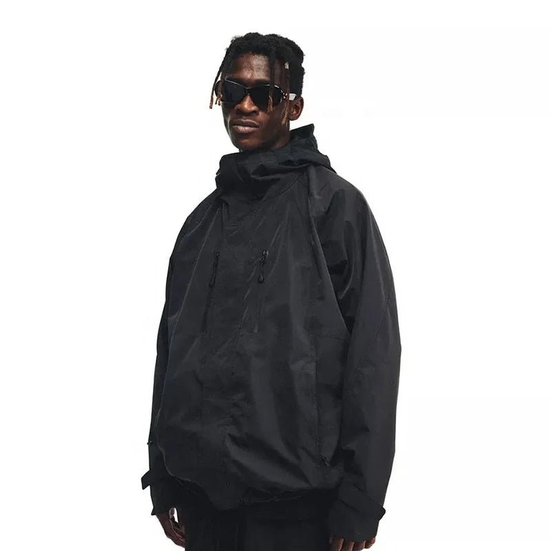 Streetwear Stand Collar Zipper Nylon Mens Bomber Jackets Oversized Waterproof Lightweight Men Windbreaker Jackets