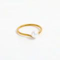 Joolim  Waterproof 18k PVD Gold Plated Fashion Dainty Pearl Stainless Steel Fine Jewelry Finger Rings Women