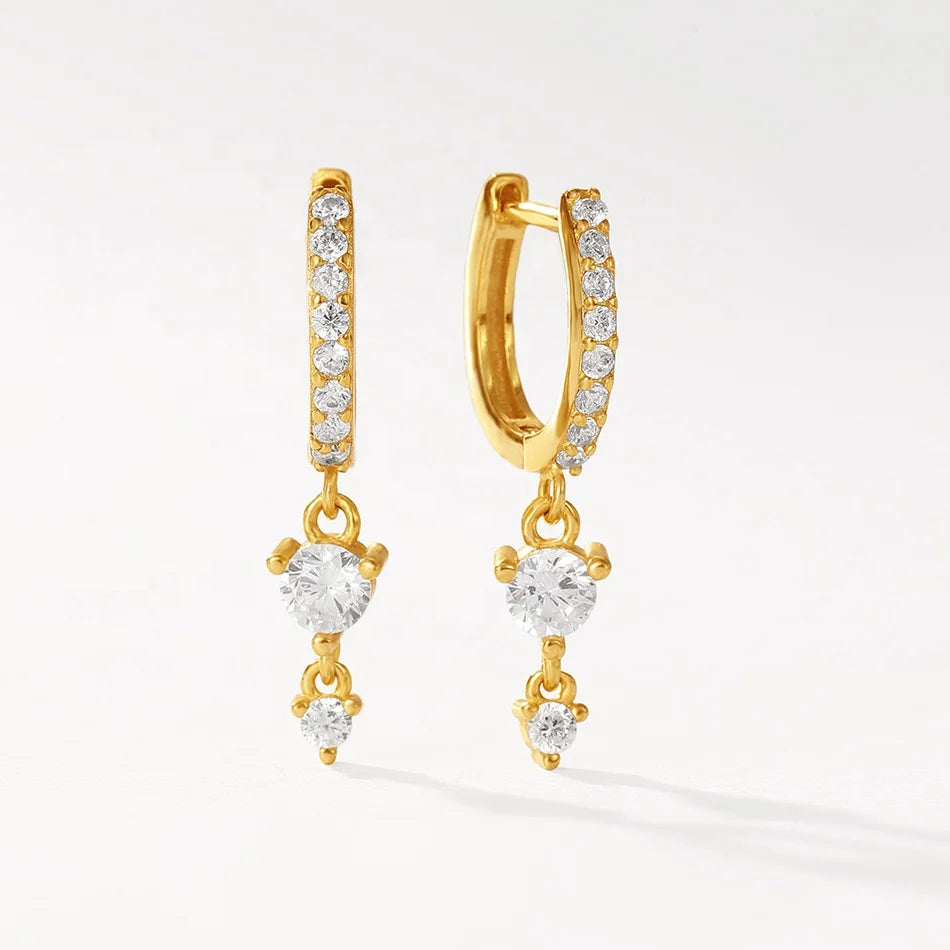 Nagosa Dainty Jewelry 18k Gold Vermeil 925 Sterling Silver Cubic Zirconia Drop Hoop Earrings