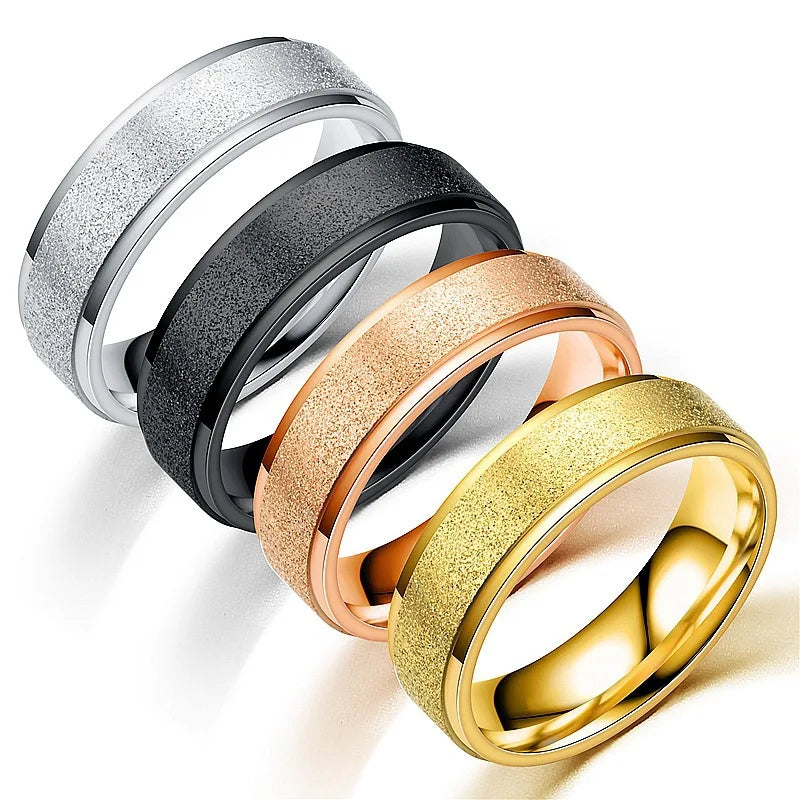 Simple Stainless Steel Frosted Rings 2MM 4MM 6MM Wide Matting Finger Band for Couple for Engagement and Party