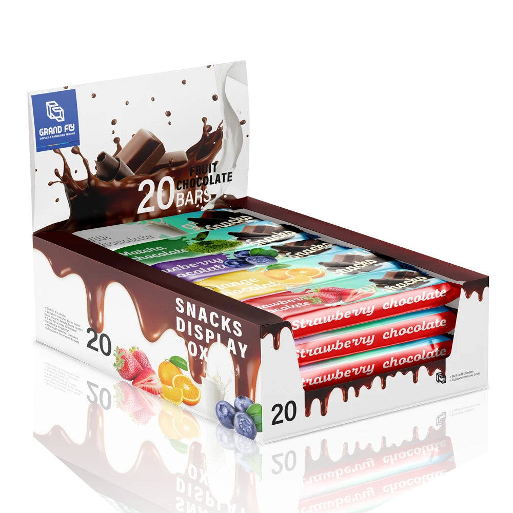 Custom Eco-friendly Recycled Materials Cardboard Display Boxes for Food Candy Snacks-Self Erecting CMYK Packaging