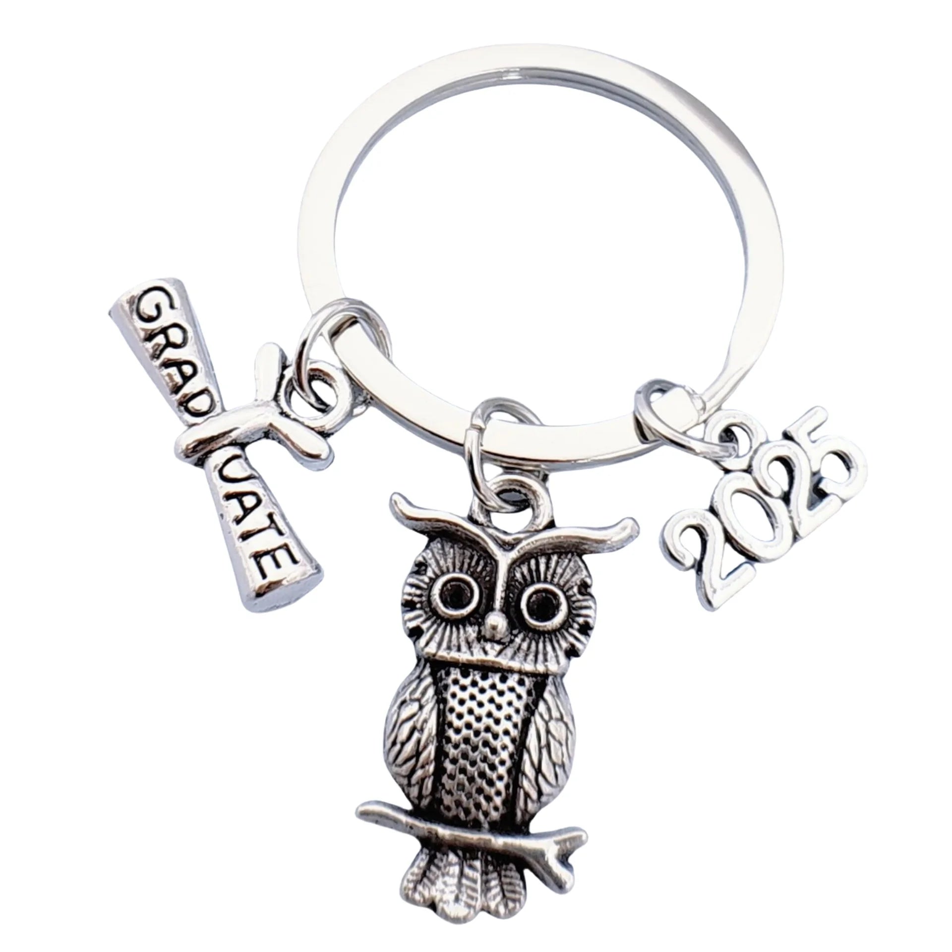 2025 Metal Owl Graduation Ceremony Charm KeyChain Bag Car Key Pendant Student Souvenir Accessories Gift Jewelry Keyring