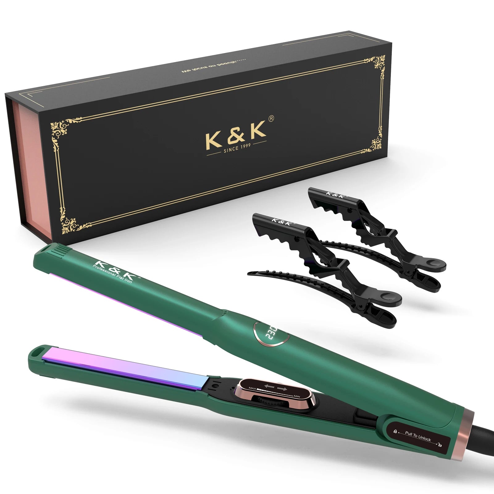 Hair Straighteners LCD Display Salon Flat Iron Titanium Plate Electric 360 Swivel Power Cord RV Hotel Use Styling Tool