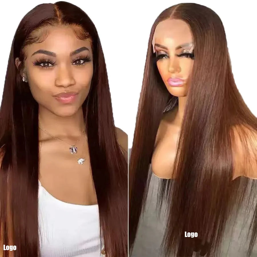 Wholesale  30inches European Female Wig Front Lace Straight Hair Wig Black Medium Length Straight Hair Multi-size Optional