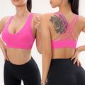 Seamless Solid Women Padded Cross Back Sport Bras Multi Straps Workout Fitness Yoga Crop Top Running Bras Bralette