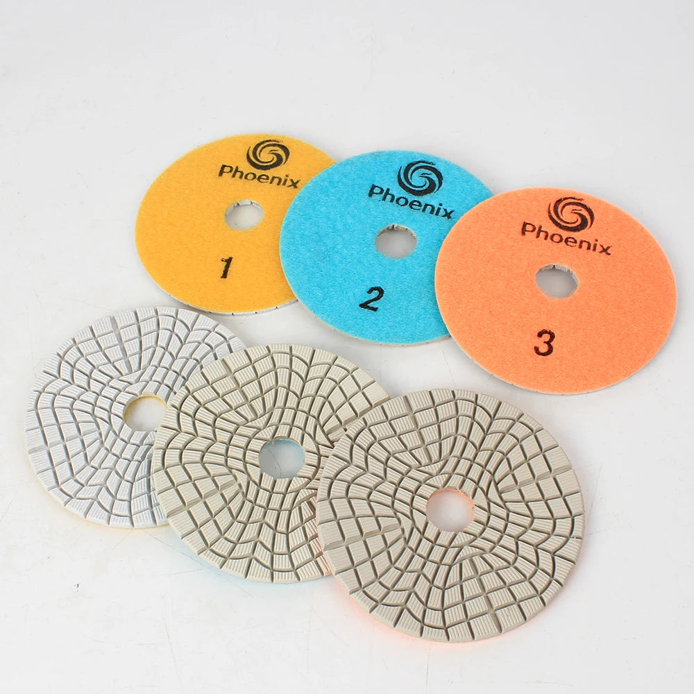 RAIZI 4 Inch/ 100 mm 3 Step Wet Granite Marble Quartz Stone Polishing Pads