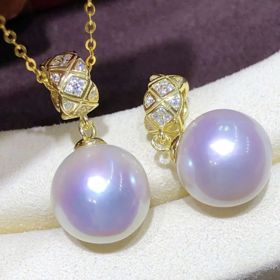 P1034 10-11mm DIY Natural  Freshwater Pearl Charm Pendant Necklace Accessory 925 Sterling Silver Jewelry for Women Without Chain