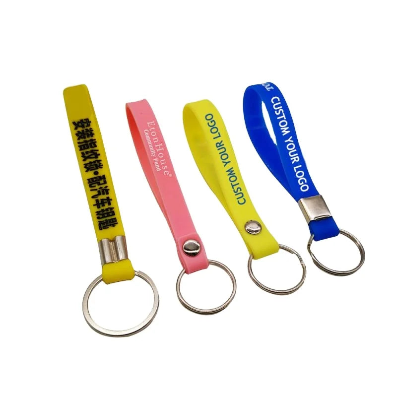 Hot Selling Silicone Wrist Bands Keychain Wristlet for Adults Custom Wristband Keychains