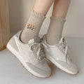 Wholesale Korean Vintage Cute Flower Embroidered Socks Women Girls Cotton Crew Socks