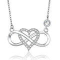 925 Sterling Silver Jewelry 18k Gold Plated Necklace Heart Pendant Zircon Infinity Style for Women