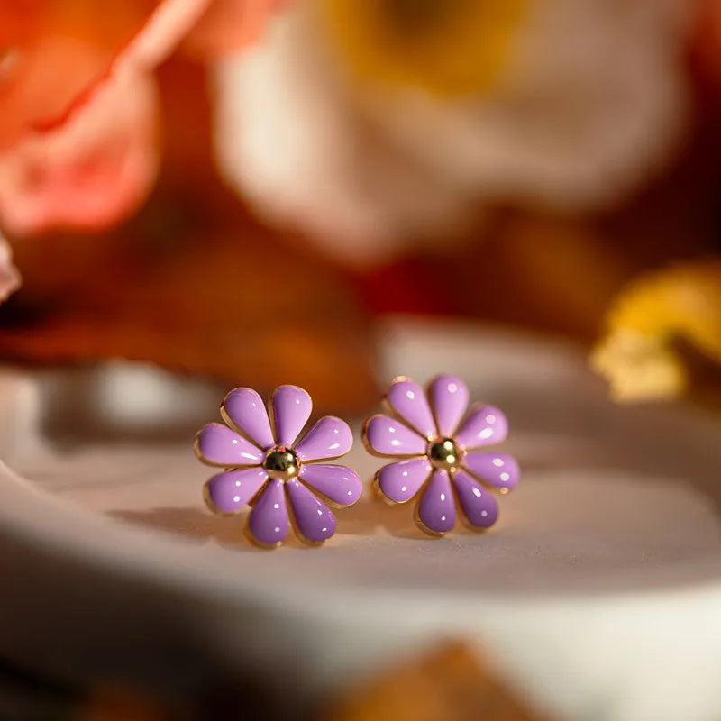 Cute Teen Accessories Small Daisy Earrings Stainless Steel Kids Jewelry Hypoallergenic Earrings for Girls