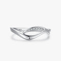 Ailmay 100% 925 Sterling Silver Fashion Asymmetry Line Clear Zircon Finger Ring for Women Simplicity Wedding Statement Jewelry