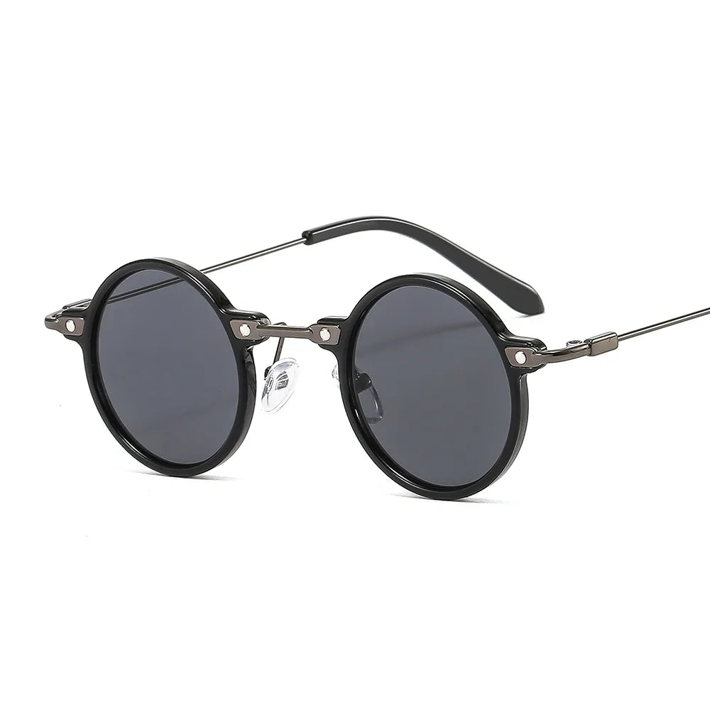 New Retro Small Frame Round Hip Hop Sunglasses Metal Frame Sunglasses Steampunk