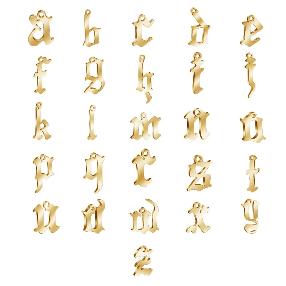 2020 Gold DIY Jewelry Pendant Making Accessories Stainless Steel 26 Lower Case Letter Alphabet Charm Pendant