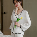 New Arrivals Luxury Silk Satin Pajamas Women's Solid Long Sleeve Pajamas Sleepwear Summer Girlish Nightgown for Women