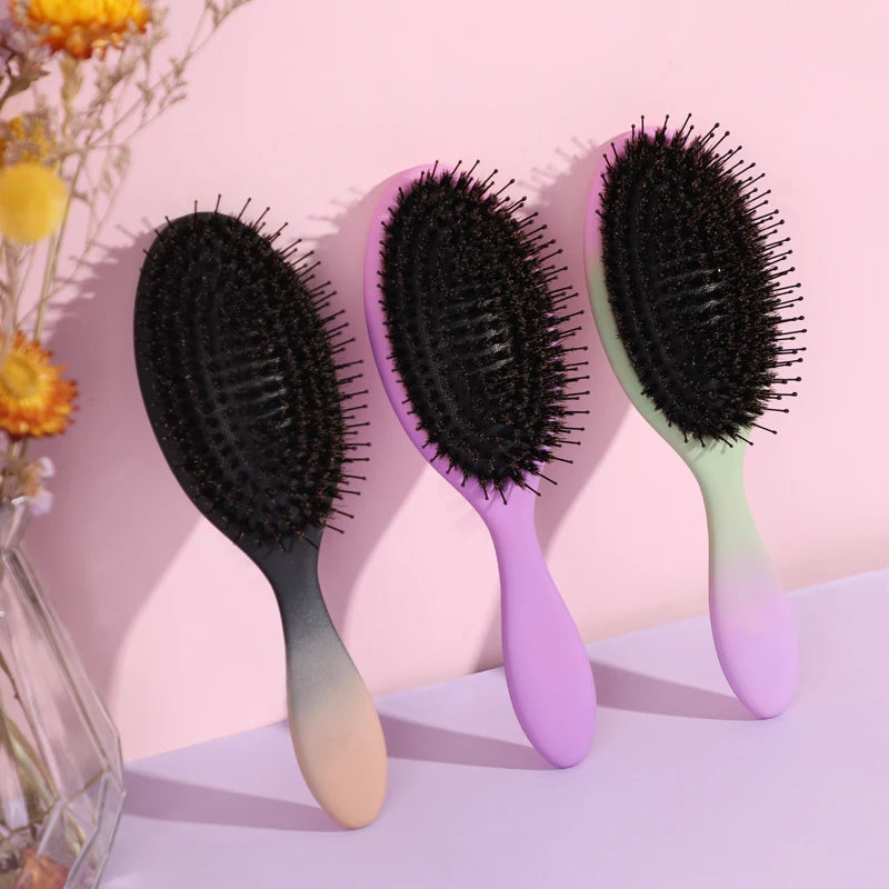 Wholesale Salon Hairdressing Hair Extension Comb Hair Detangler Tangle Knot Bristle Hair Detangling Brush Soft Finish Brush
