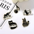 Black Cat Music Enamel Pin Animal Cute Musical Instrument Notes Piano Brooch Badge Friends Gift Wholesale Backpack Accessories