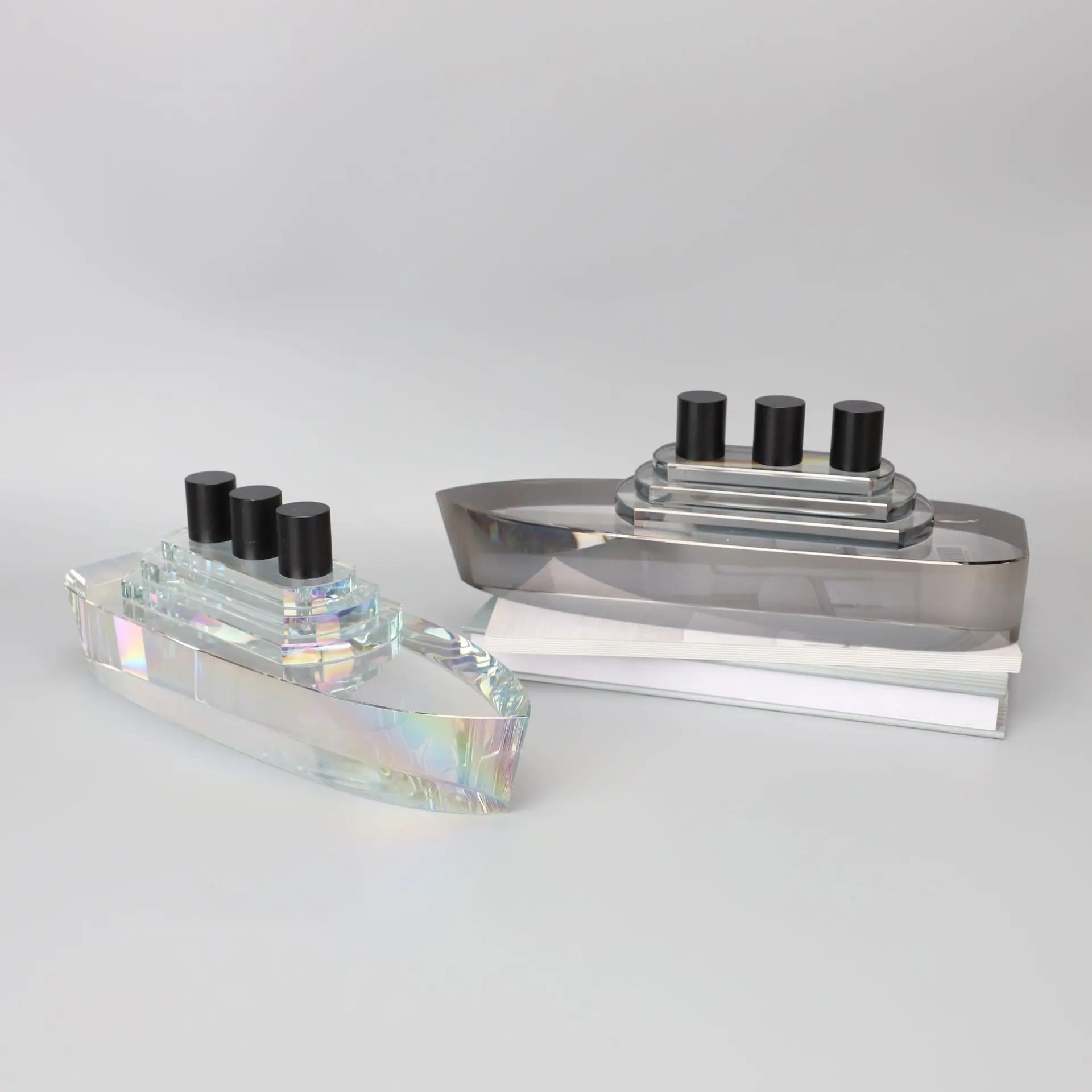 Indoor Party Decoration Light Luxury Crystal Ship Model Handmade Crystal Crafts Boat Desktop Ornaments
