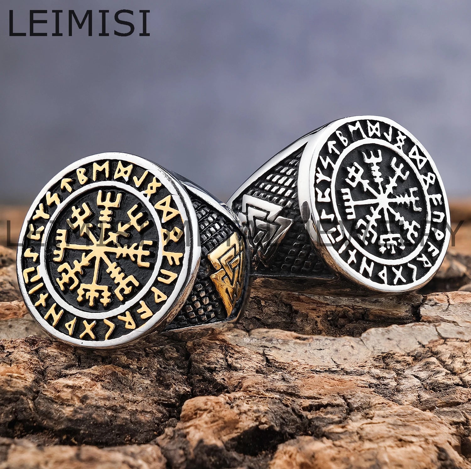 Viking Odin Valknut Ring Vintage Nordic Mythology Stainless Steel Protection Amulet Jewelry Viking Rings