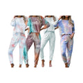 Street Casual Wear Pajama Tie Dye Long Sleeve Pants Loungewear Set Women's Suit Add Your Own logo
