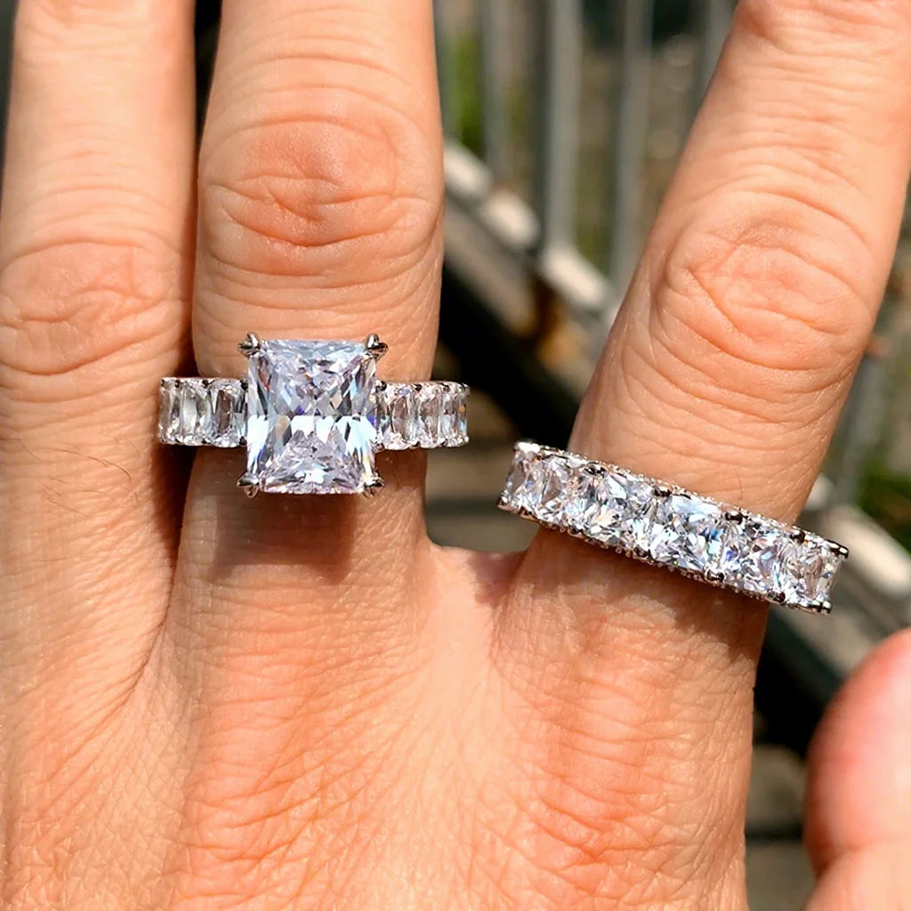 Luster Jewellery D White Engagement 925 Sterling Silver Eternity Men Ring Moissanite Diamond