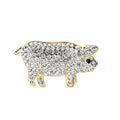 Brass Pig Pattern Gold Safety Pin Brooches With Crystal Rhinestones for Wedding Party Engagement Decor & Jewelry Gift Ideas