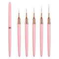 Fine Long 25/15/11mm Pink Handle Nail Liner Brush Set Custom Logo UV Gel Painting Drawing Pen Brush