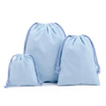 Wholesale Custom Light Blue Cotton Canvas Storage Drawstring Gift Bag Striped Pattern Promotional Logo Printed Polyester