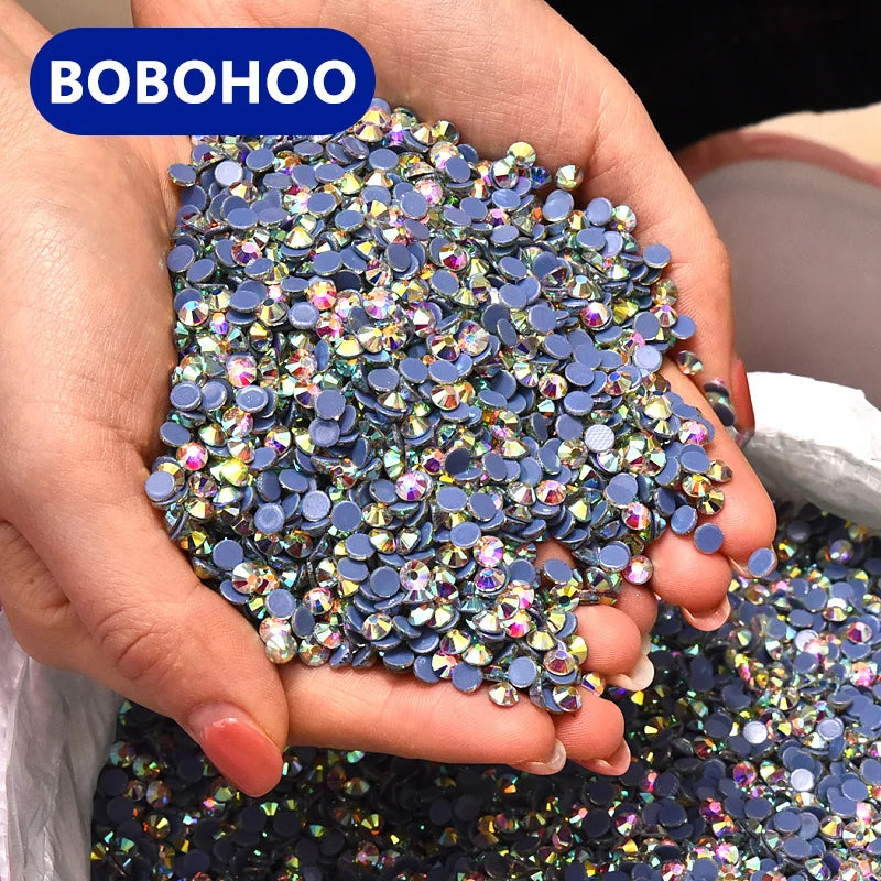 BOBOHOO SS3-SS30 Wholesale 100 Gross Hotfix Rhinestones Flat Back Hot Fix Glass Crystal Ab Rhinestone for Iron on Crystal Design