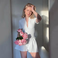 2023 Hot New Launch Women Sports Jumpsuit Sexy Slim Tight Short Skirt Jumpsuit Zipper Crew Collar One Piece Set