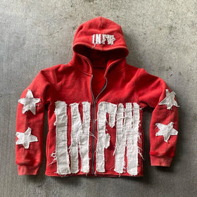 Custom Logo Distressed Applique Embroidery Acid Wash Sun Faded Wholesale Crop Cut Edge Oversized Raw Hem Hoodie
