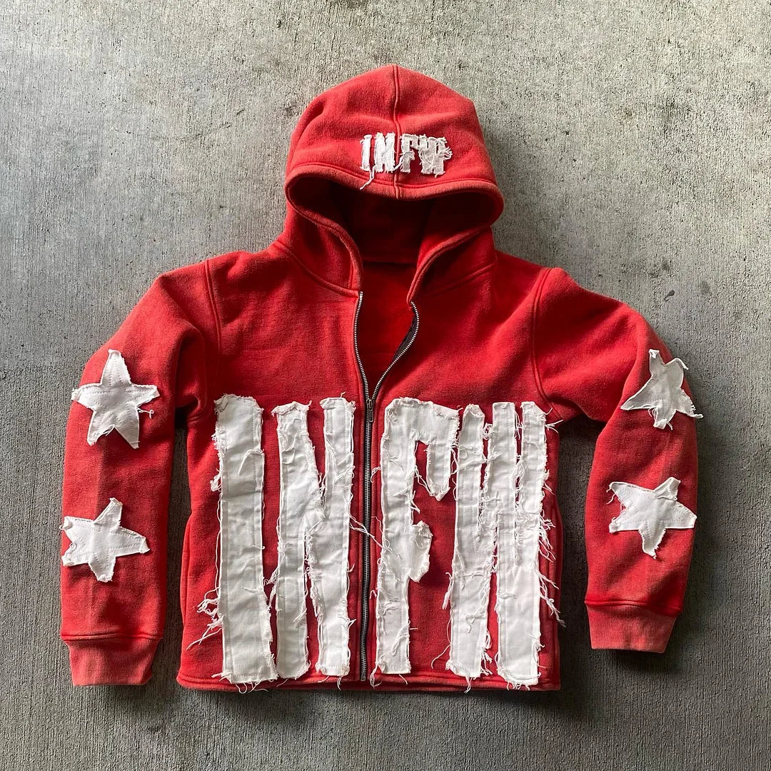 Custom Logo Distressed Applique Embroidery Acid Wash Sun Faded Wholesale Crop Cut Edge Oversized Raw Hem Hoodie