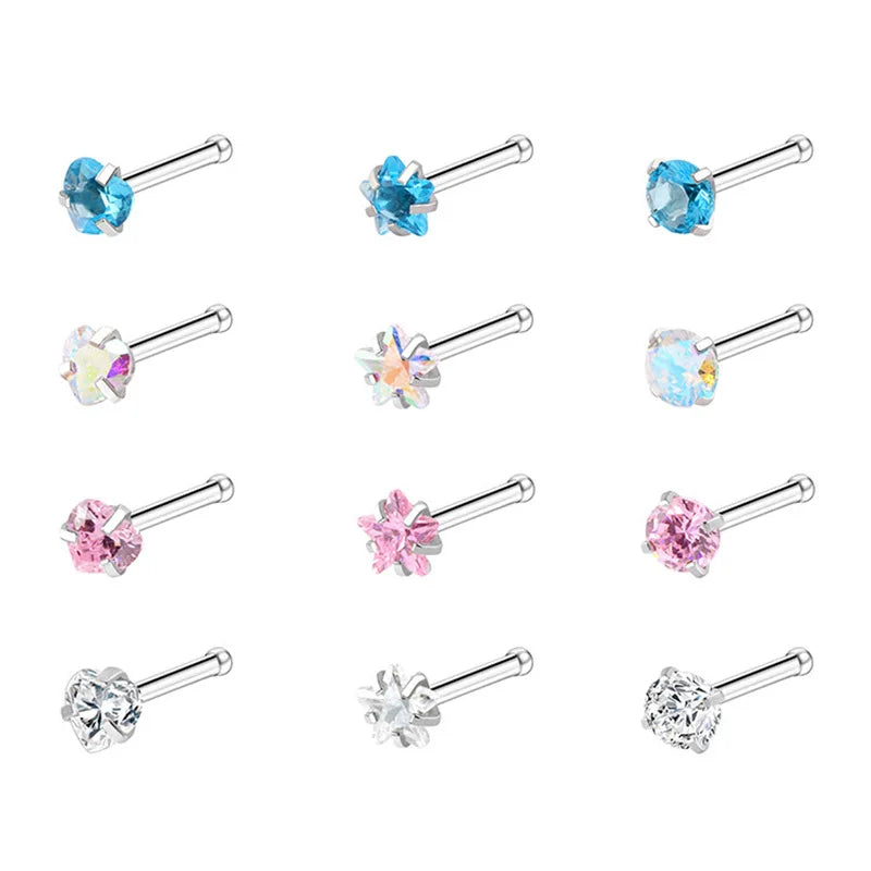 3 PCS Invisible Piercing Piercing Spikes Stainless Steel for Women Fashion Jewelry Nose Ring Set