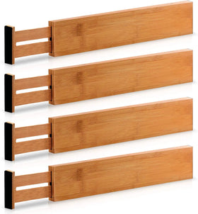 Wholesale 4pcs Bamboo Expandable Drawer Organizers Popular Separators for Bedroom Bathroom Dresser Kitchen Wardrobe Storage
