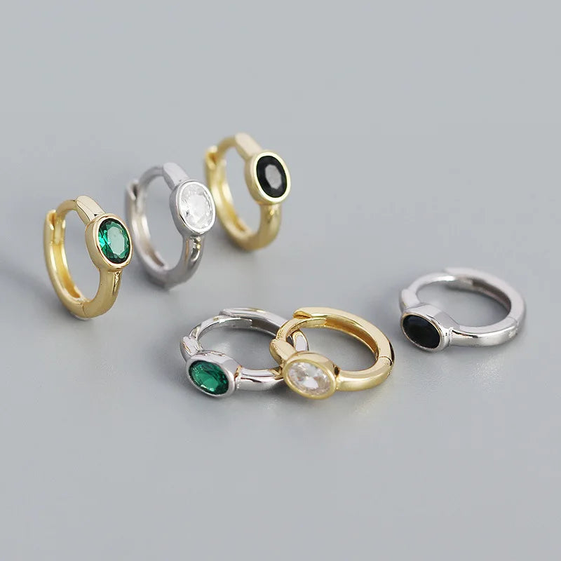 New 925 Sterling Silver Minimalist Oval Hoop Earrings for Women Cute Gold Plated Zircon Trendy European American for Gifts