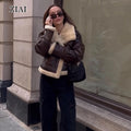 Retro Fur Coat Short Women Leather Jacket Warm Foreign Style Winter Clothes for Women
