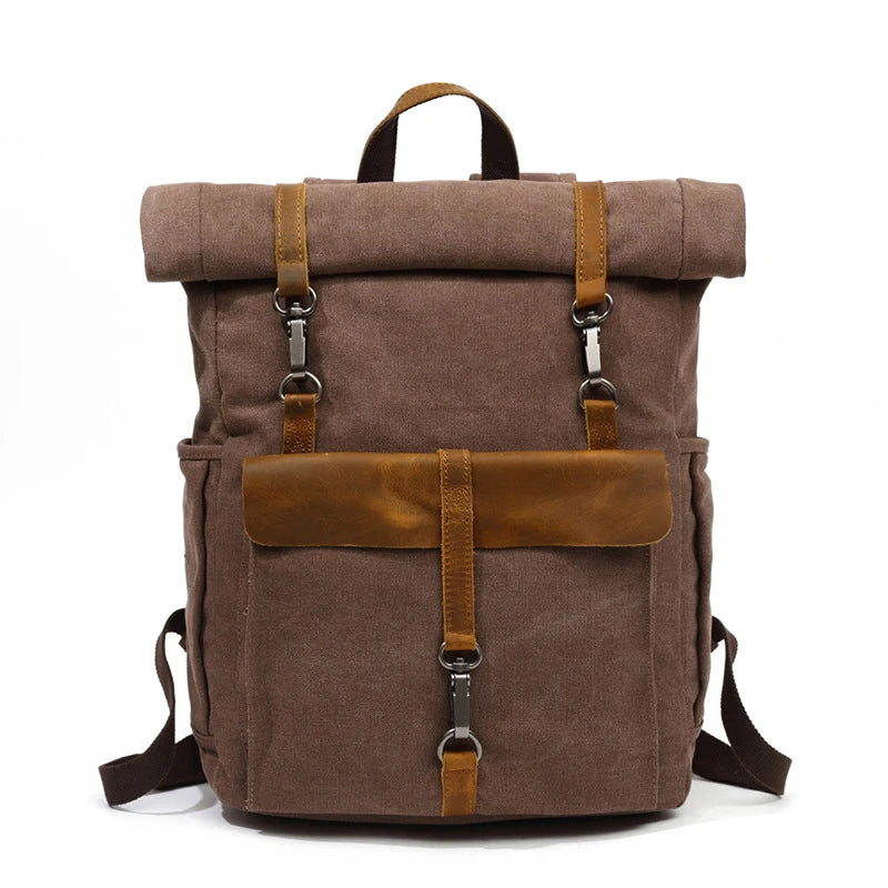 Multifunctional Custom Casual Sports Men Backpacks Outdoor Leather Canvas Travel Bag Vintage Backpacks