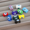 GP0990 Colorful Multi Colored Lampwork Glass Nazar Evil Eyes Tube Barrel Spacer Beads Protection Jewelry Supply