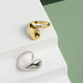 Platinum Plated Open Ring Free Size Gold Irregular Ring Double Layer Chubby Irregular Teardrop Gold Plated Adjustable Ring
