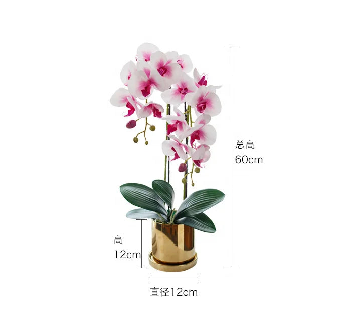 Artificial Silk Orchid Flower Potted Plant