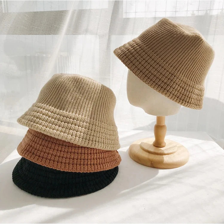 2021 Wholesale Custom with Logo Hats for Women Soft Knitted Warm Winter Outdoor Casual Trendy Thermal Fisherman Bucket Hat